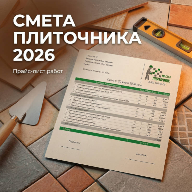 Автоматическая смета и прайс-лист на плиточные работы в Excel 2026